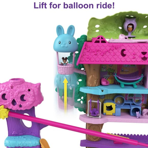 Polly Pocket Doll House, Pet Adventure Treehouse and 2 Dolls, Mini Toys - Picture 5 of 6